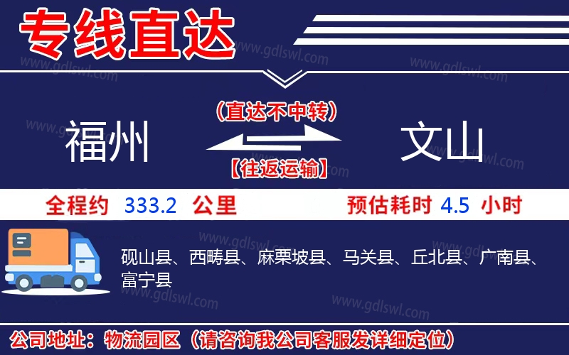 福州到文山物流公司