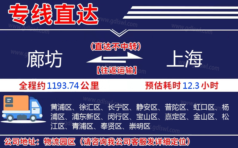 廊坊到上海物流公司 廊坊到上海物流公司