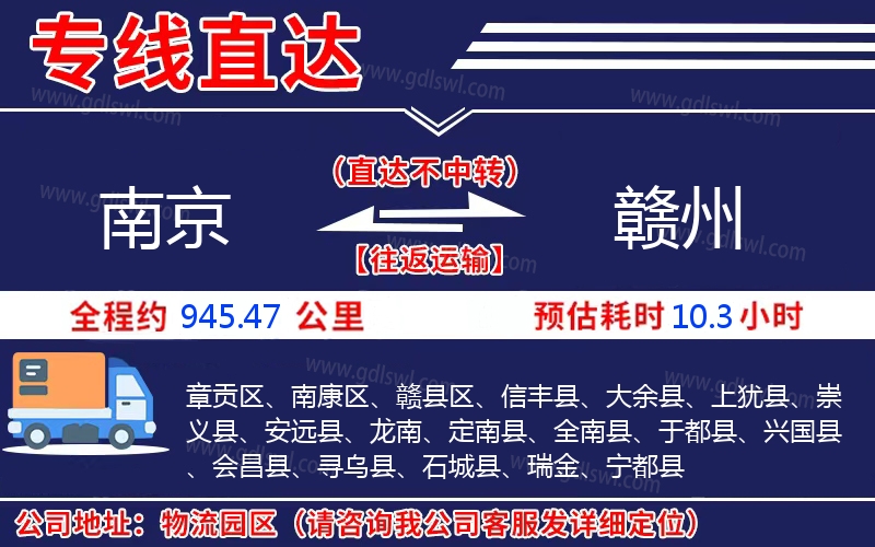 南京到贛州物流公司 南京到贛州物流公司