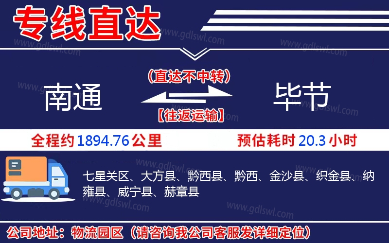 南通到畢節(jié)物流公司