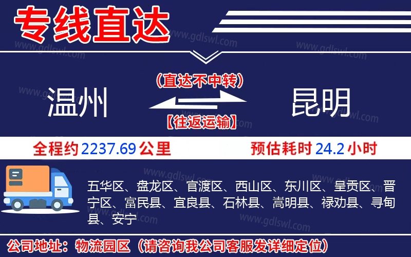 溫州到昆明物流公司 溫州到昆明物流公司