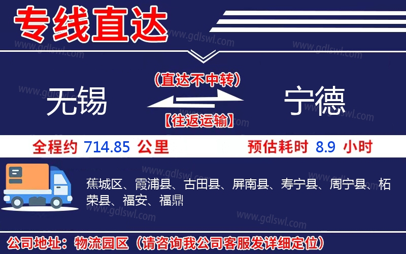 無錫到寧德物流公司 無錫到寧德物流公司