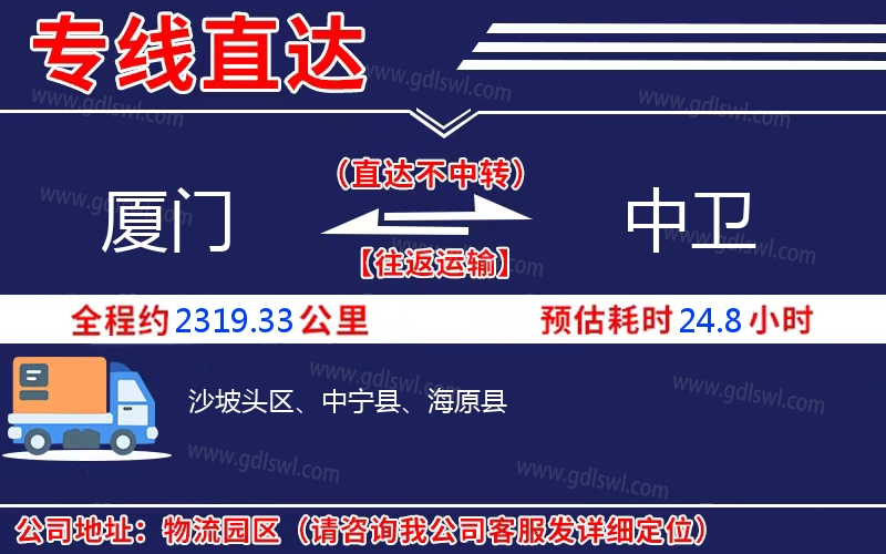 廈門到中衛(wèi)物流公司