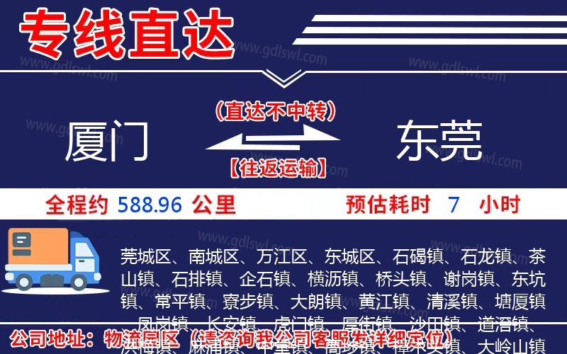 廈門到東莞物流公司