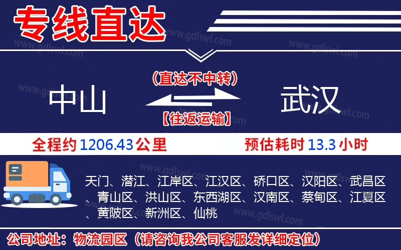 中山到武漢物流公司